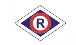 Symbol ruchu drogowego - romb z literą R w środku