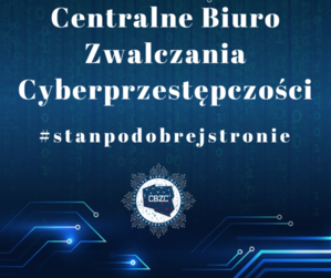 Na zdjęciu grafika z napisem przewodnim Centralne Biuro Zwalczania Cyberprzestępczości