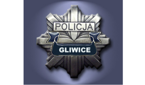 Na zdjęciu policyjna gwiazda - z napisem policja Gliwice