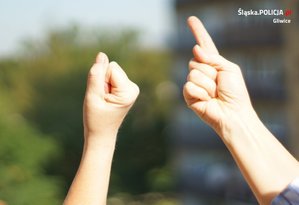 Na zdjęciu dłonie dwóch osób w pozycjach typowych dla grożenia sobie palcami.