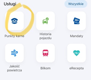 Na zdjęciu ikonki aplikacji mobywatel - w tym ta z napisem - punktu karne.
