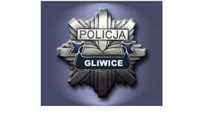 Na zdjęciu policyjna gwiazda z napisem policja Gliwice