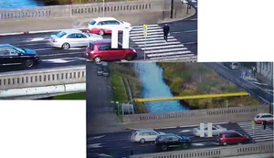 Na zdjęciu - składanka z dwóch zdjęć obrazująca wykroczenie kierowcy, który nie przepuścił pieszego.