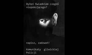 Grafika - twarz mężczyzny w mroku i napis -byłeś świadkiem czegoś niepokojącego?