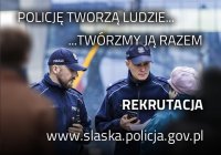 Awatar z hasłami zachęcającymi do wstąpienia do służby w Policji