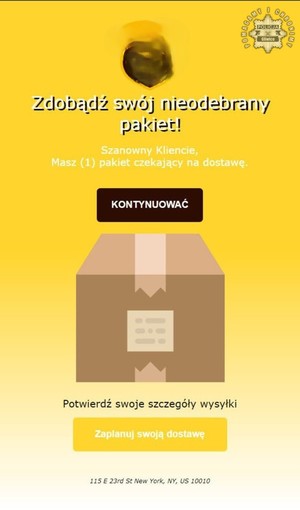 Na zdjęciu widoczny fałszywy mail z firmy przewozowej.