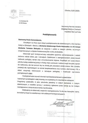Podziękowania dla Policjantów ze Szkoły Żar
