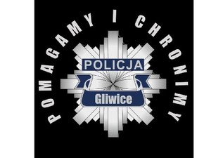 Gwiazda Policji gliwickiej z napisem &amp;quot;pomagamy i chronimy&amp;quot;