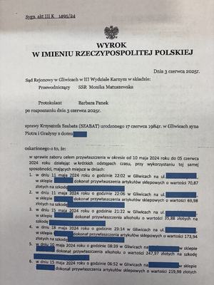 Wyrok skazujący Krzysztofa Szabat