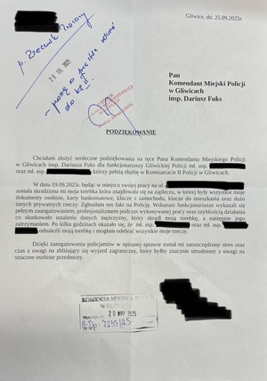 Treść podziękowań