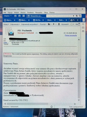 Treść podziękowań